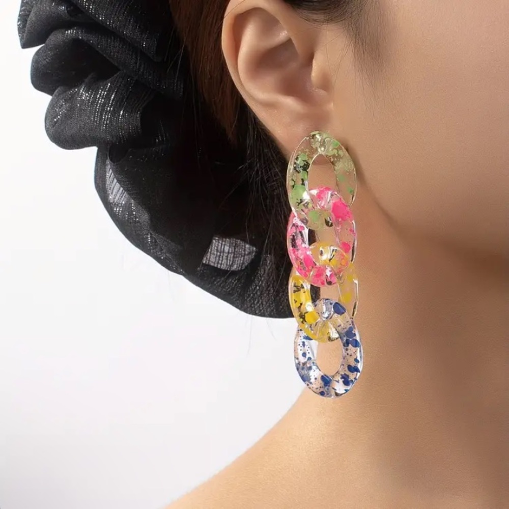 SALE! ⭐️ 2 for $20 Large acrylic graffiti dangle earrings! Chunky drop earrings!